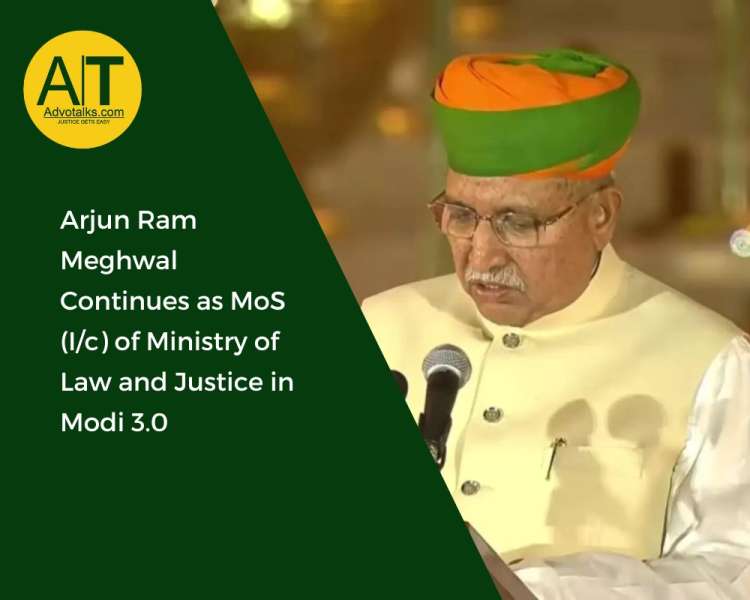 Arjun Ram Meghwal Continues As MoS (I/c) Of Ministry Of Law And Justice In Modi 3.0